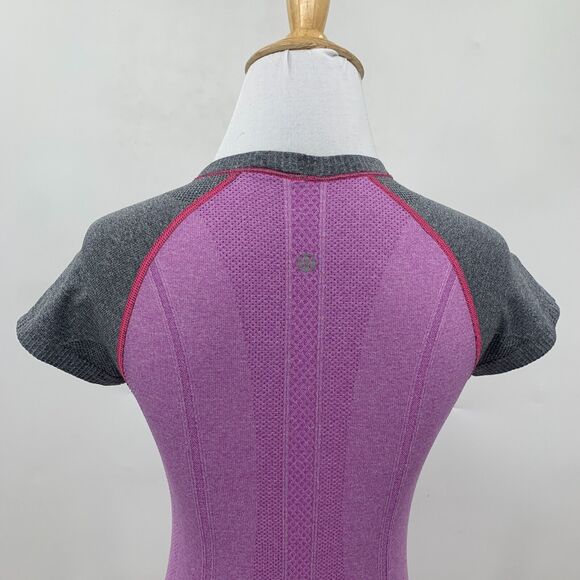 Lululemon Run Swiftly Tech Shirt Womens 4 Plum Gray Seamless Short Sleeve *READ - Picture 7 of 14